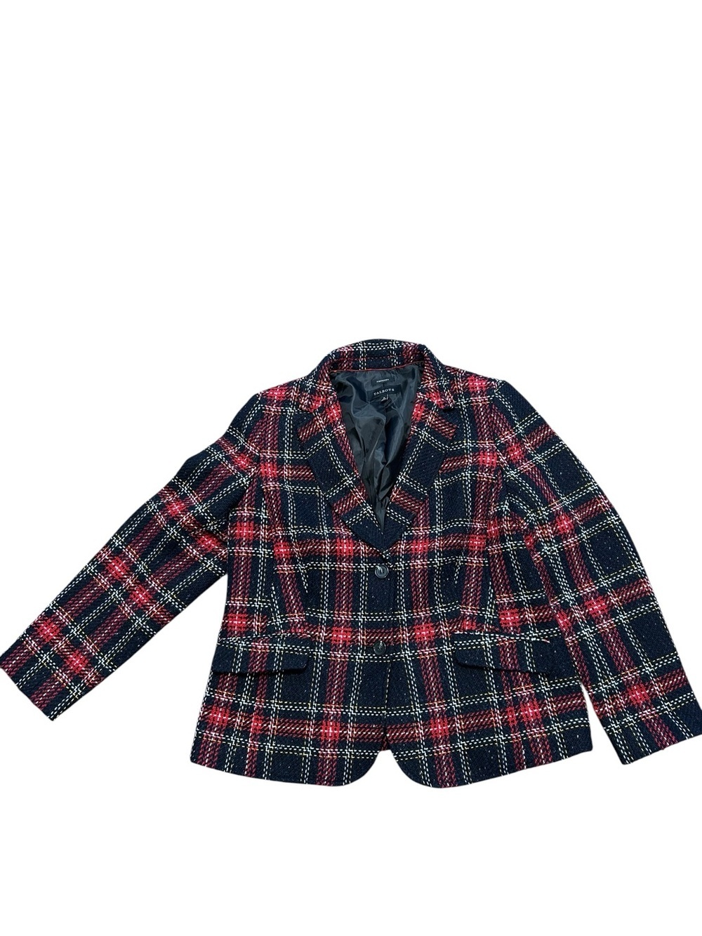 Talbots Aberdeen wool blend tartan plaid blazer size 16 tweed holiday Christmas - Picture 2 of 8
